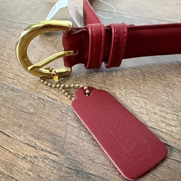 Coach Vintage Red Leather Belt Gold Brass Buckle Large NWT - Picture 7 of 10